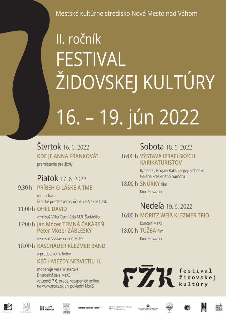 Nové Mesto nad Váhom, 16. – 19.6.2022, Festival židovskej kultúry