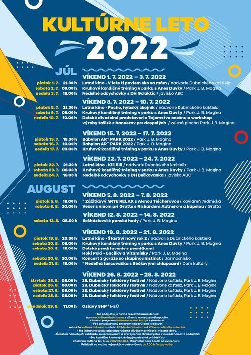 Dubnica nad Váhom, júl a august 2022, Kultúrne leto