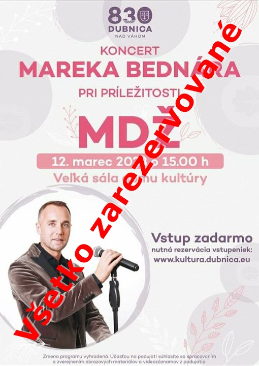 Dubnica nad Váhom, 12.3.2023, Koncert Mareka Bednára