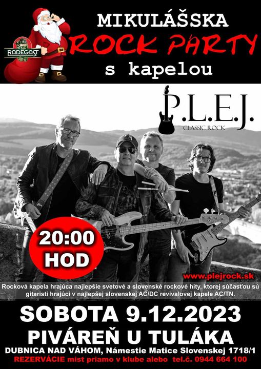 Dubnica nad Váhom, 9.12.2023, Mikulášska Rock Party s kapelou P. L. E. J.