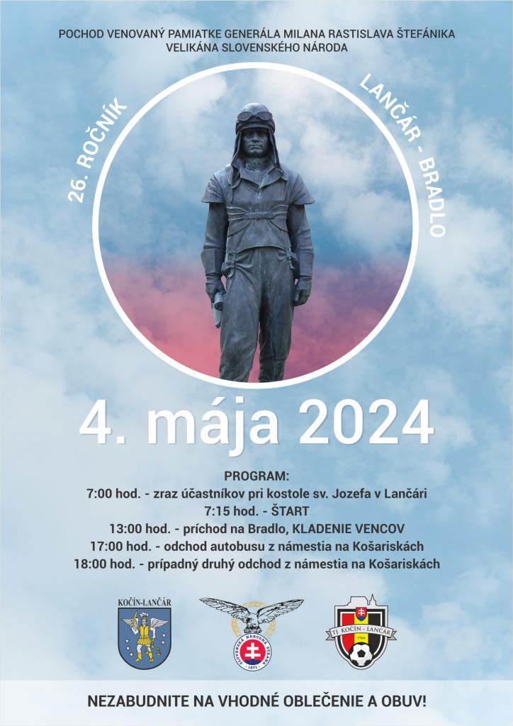 Lančár, 4.5.2024, Pochod venovaný pamiatke gen. Dr. M. R. Štefánika, velikána slovenského národa