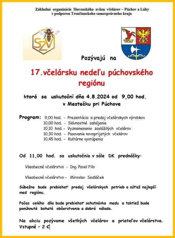 Mestečko pri Púchove, 4.8.2024, 17. včelárska nedeľa púchovského regiónu