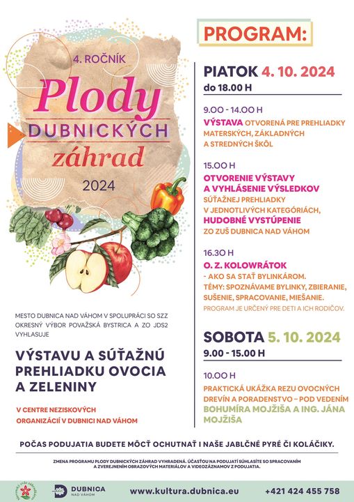 Dubnica nad Váhom, 4. a 5.10.2024, Plody dubnických záhrad