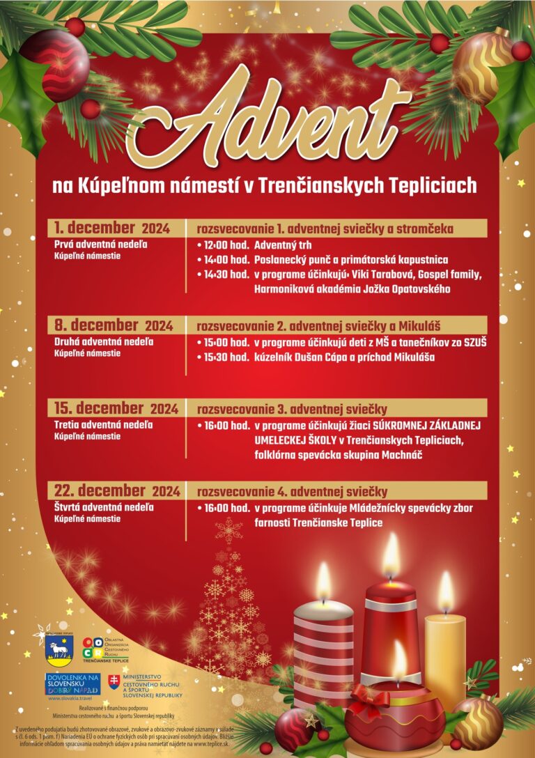 Trenčianske Teplice, 1.12. – 22.12.2024 Advent v Trenčianskych Tepliciach