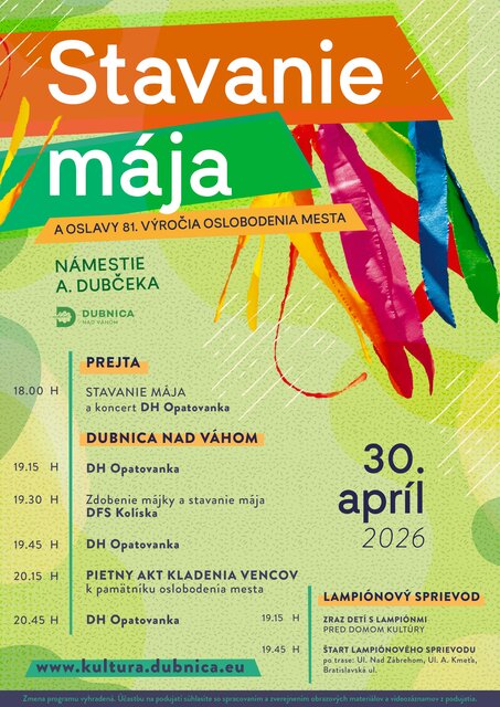 Dubnica nad Váhom, 30.4.2026, Stavanie mája