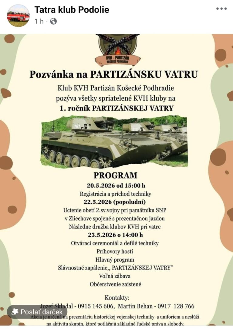 Košecké Podhradie a Zliechov, 20. 22.5.2026, Partizánska vatra