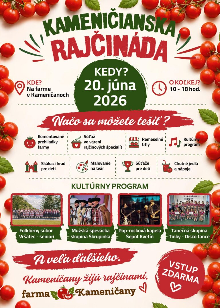 Kameničany, 20.6.2026, Kameničianska rajčiniáda