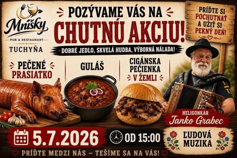Tuchyňa, 5.7.2026, Dobré jedlo, skvelá hudba, výborná nálada