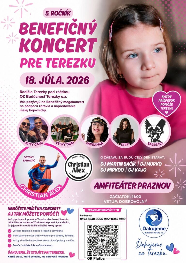 Praznov, 18.7.2026, Benefičný koncert pre Terezku