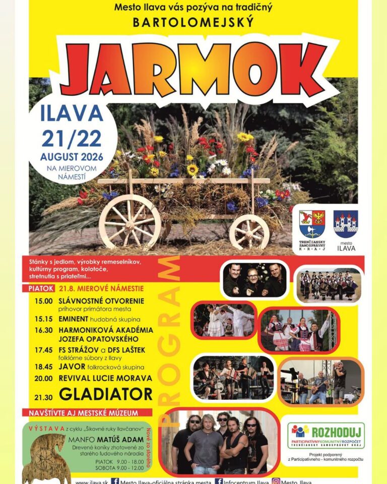 Ilava, 21. a 22.8.2026, Bartolomejský jarmok