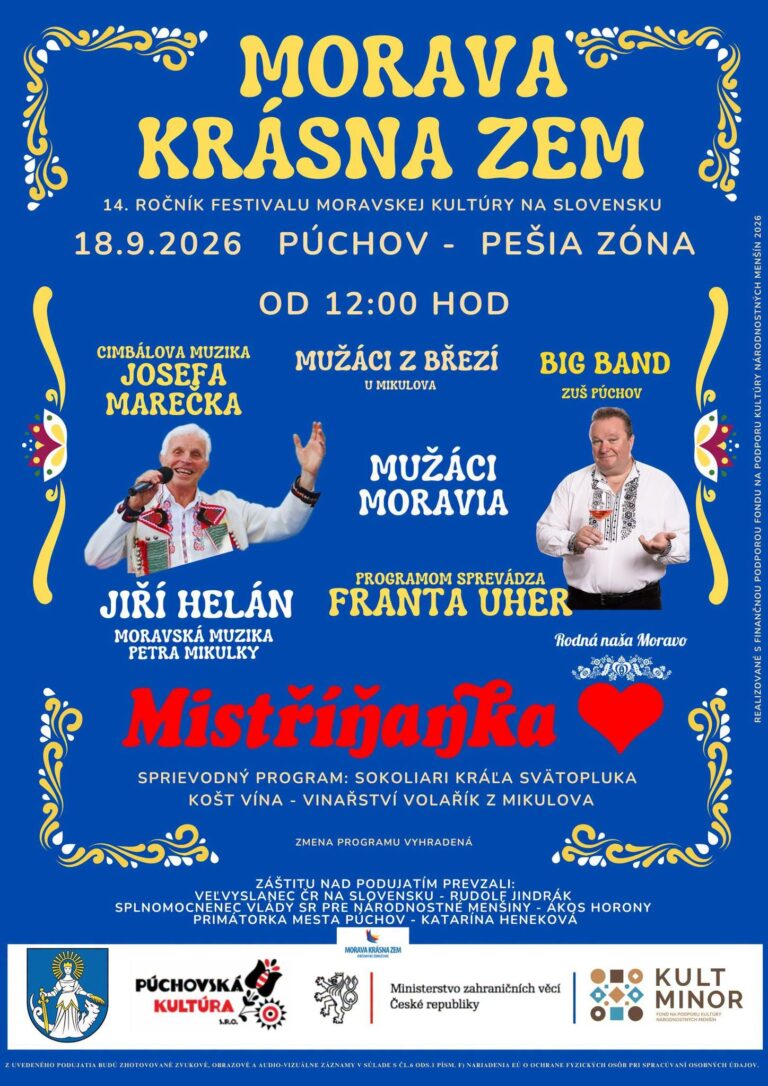 Púchov, 18.9.2026, Morava krásna zem