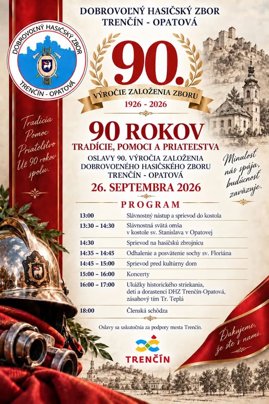 Trenčín/Opatová, 26.9.2026, 90 rokov DHZ