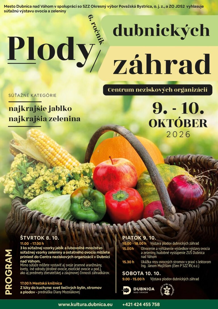 Dubnica nad Váhom, 9. – 10.10.2026, Plody dubnických záhrad