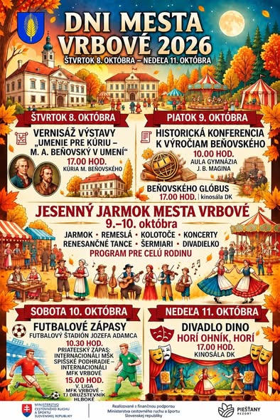 Vrbové, 8. – 11.10.2026, Dni mesta Vrbové